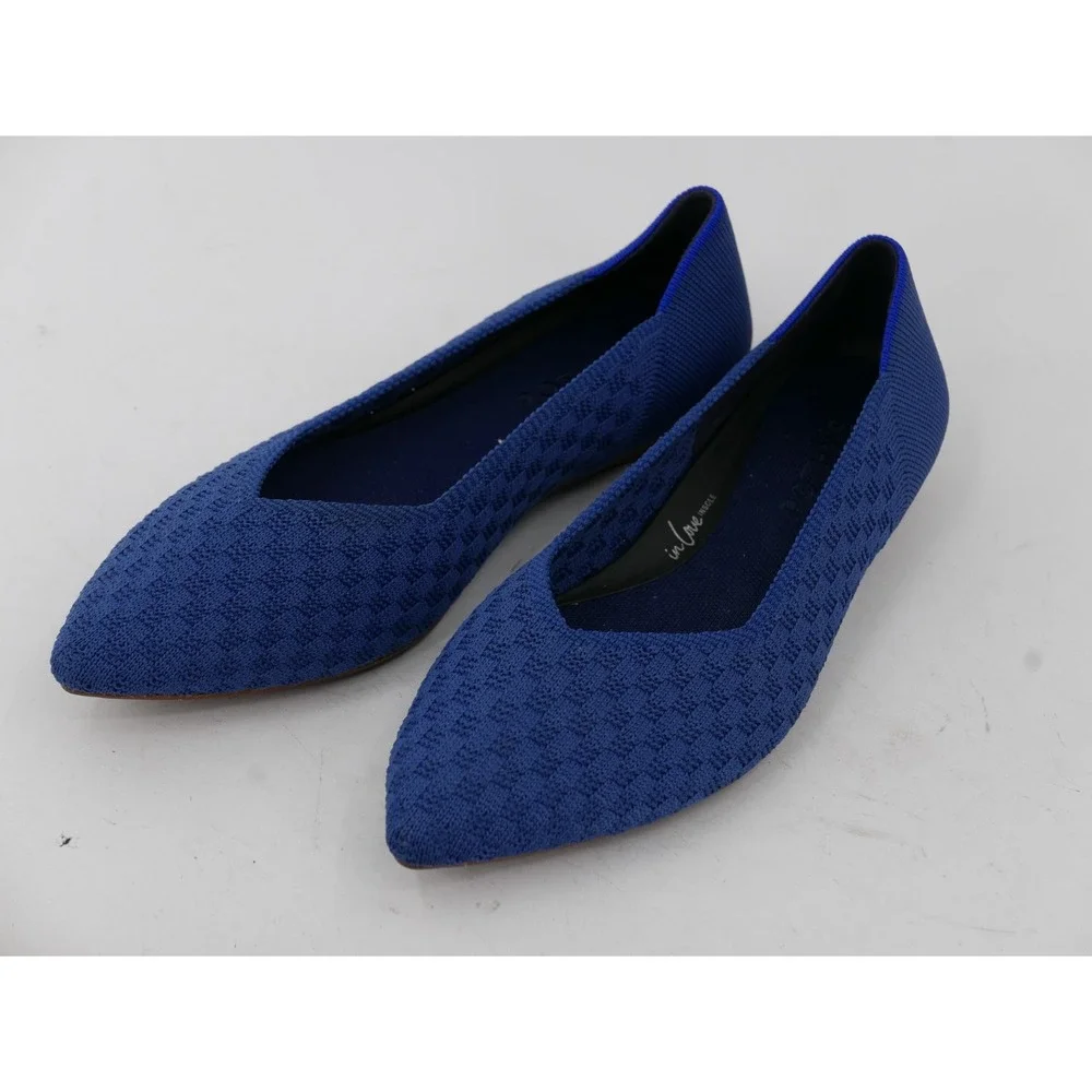 Rothy's The Point Flats Blue Knit Pointed Toe Washable Women's Size 7.5